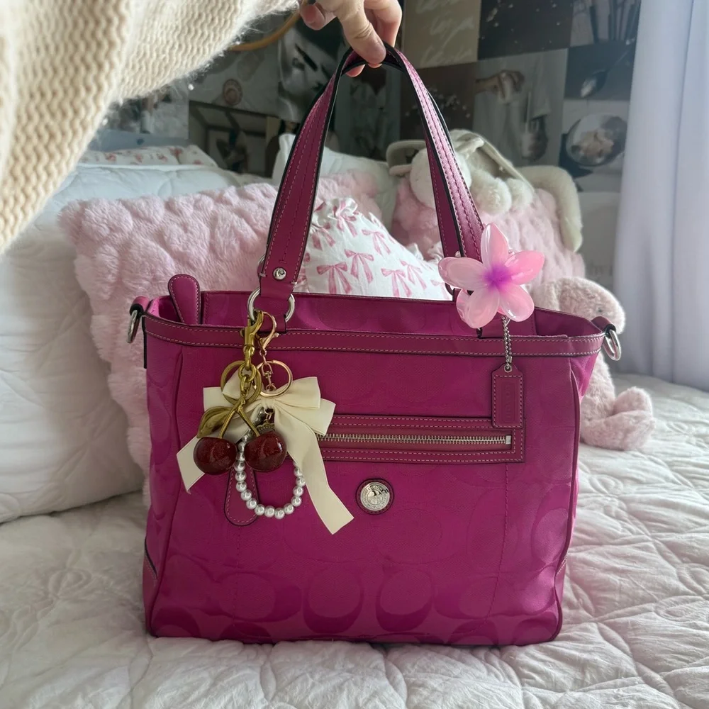 Y2K Coach Hot pink monogram tote bag